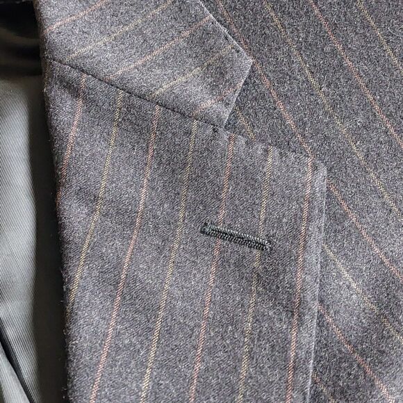 Corneliani Men's Virgin Wool Brown Striped Super 130s Blazer Sz 46L Gray Italy - Picture 7 of 13